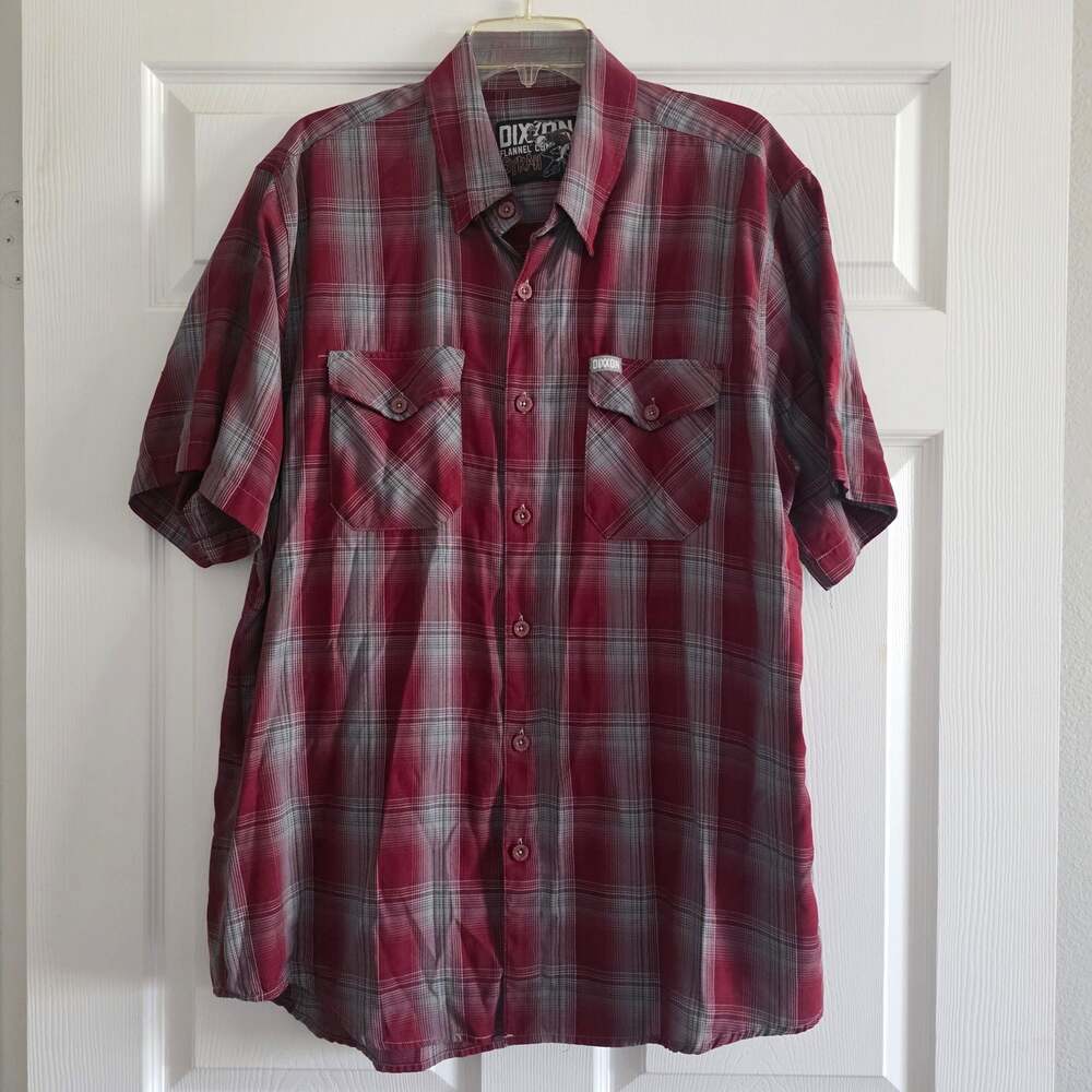 Dixxon Flannel Co "Syrah" Short Sleeve Bamboo Shirt Maroon Plaid Men's XL
